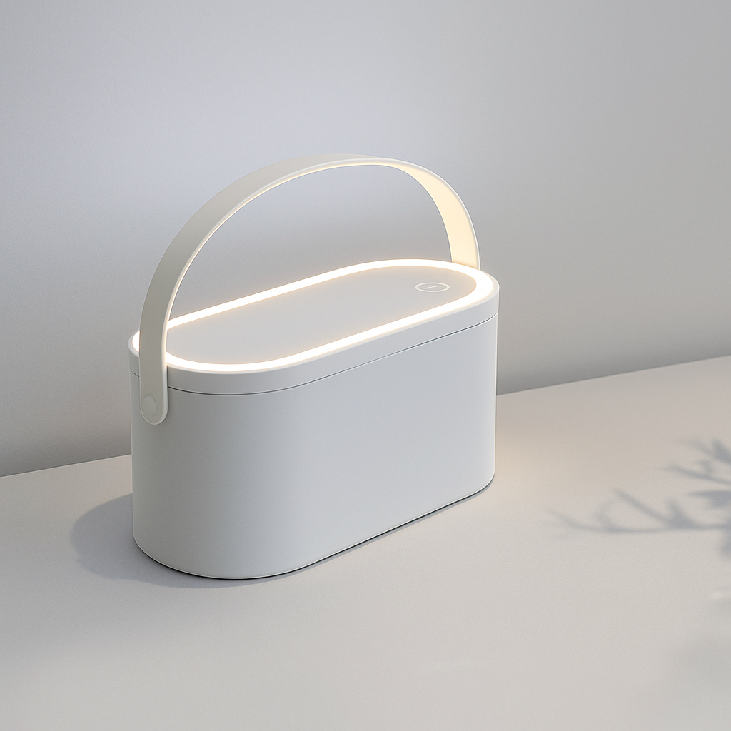 Portable LED Light Storage Box Beauty And Makeup Mirror