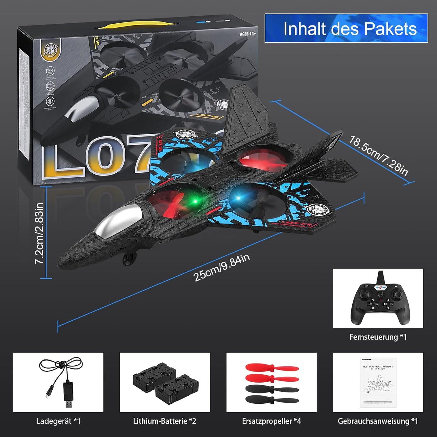 L0712 RC Stunt Airplane with LED Lights & Hover Mode – FREE UAE Shipping | Quality Guaranteed